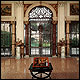 The glass doors into the garden