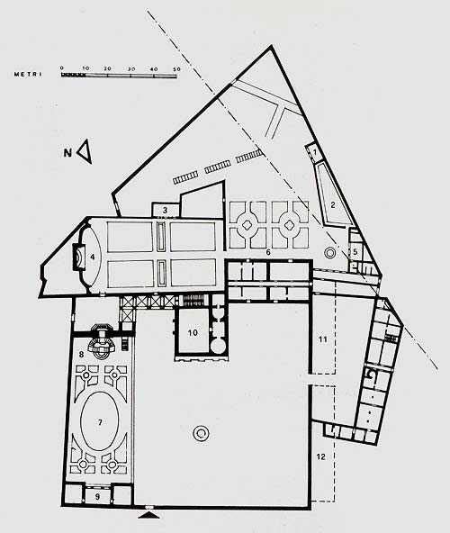Pianta dell'intero complesso, come si presentava nel 1615 e con le successive modifiche